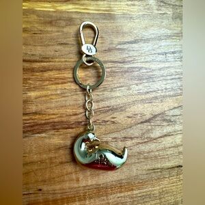 Dooney & Bourke Gold Brass Swan Purse Bag Key Chain Charm Fob